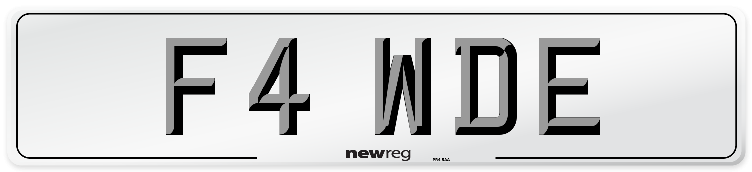 F4 WDE Number Plate from New Reg